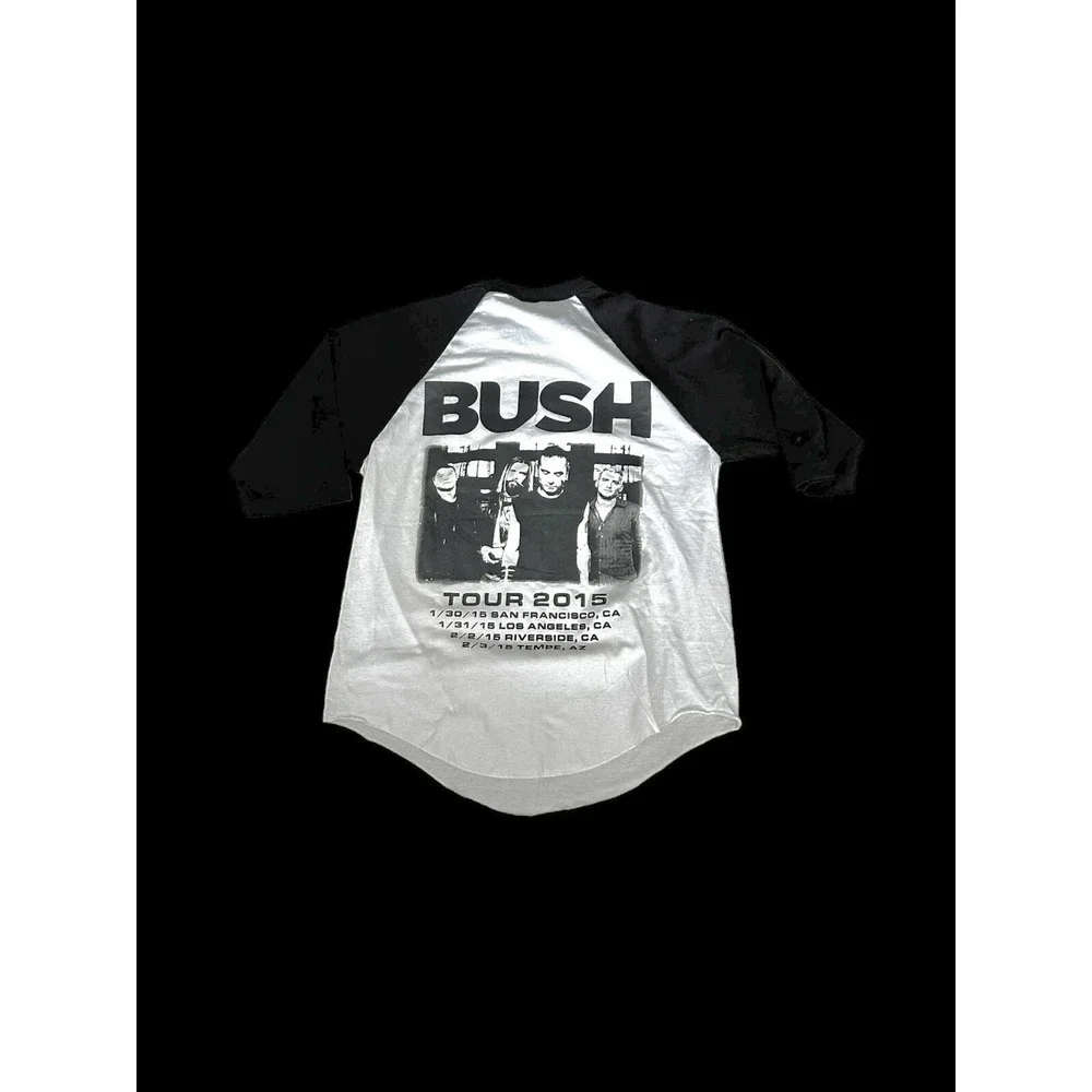2015 Bush Tour Quarter Sleeve Shirt Black‎ White 90's Music Band Gavin Rosdale
